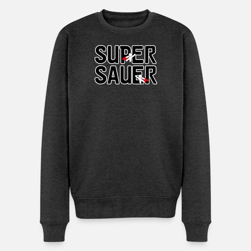 Super sauer Laune lustig Spruch Freunde - Männer Premium Bio Pullover - Anthrazit meliert