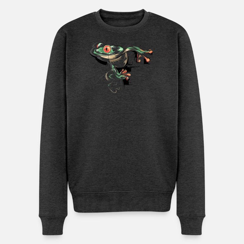 Frosch Illustration Giftpfeilfrösche Symbol Grafik - Männer Premium Bio Pullover - Anthrazit meliert