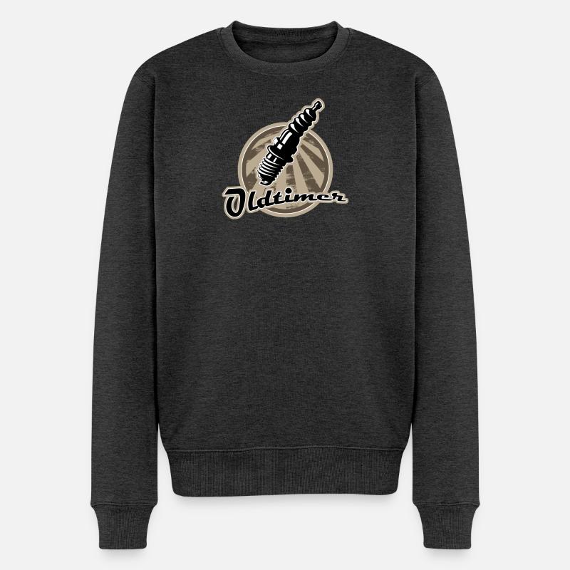 Oldtimer Zuendkerze Retro - Männer Premium Bio Pullover - Anthrazit meliert