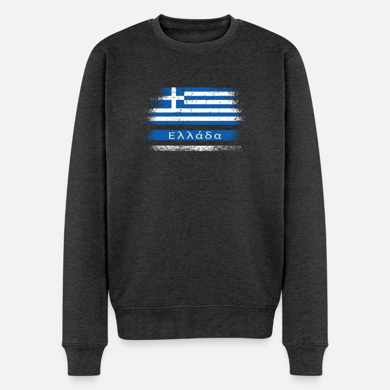 Griechenland Vintage Design - Männer Premium Bio Pullover - Anthrazit meliert