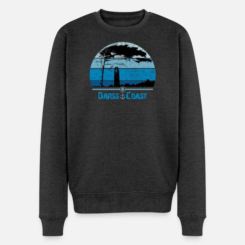 Darss Coast mit Windflüchter und Leuchtturm - Männer Premium Bio Pullover - Anthrazit meliert