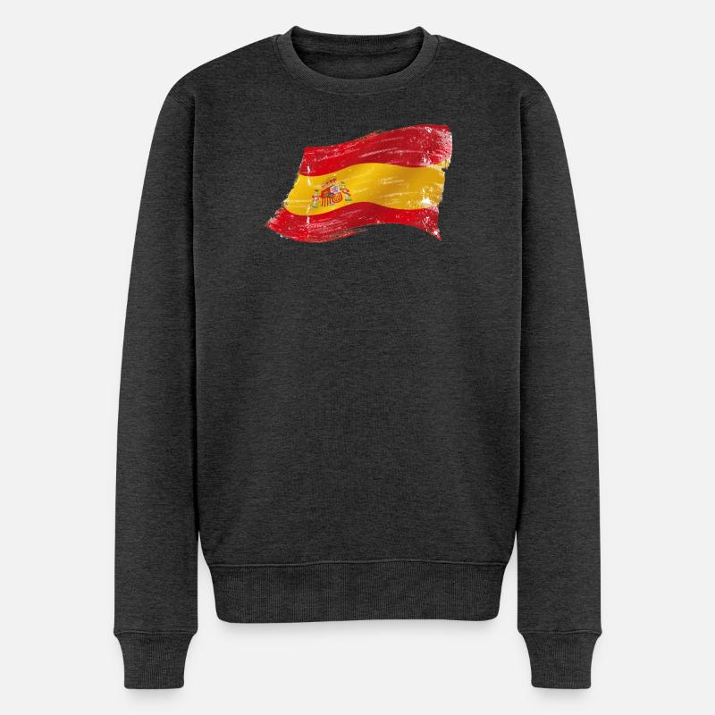 Bandera España ✅ Drapeau ✔ espagnol - Pull Premium bio Homme - anthracite chiné