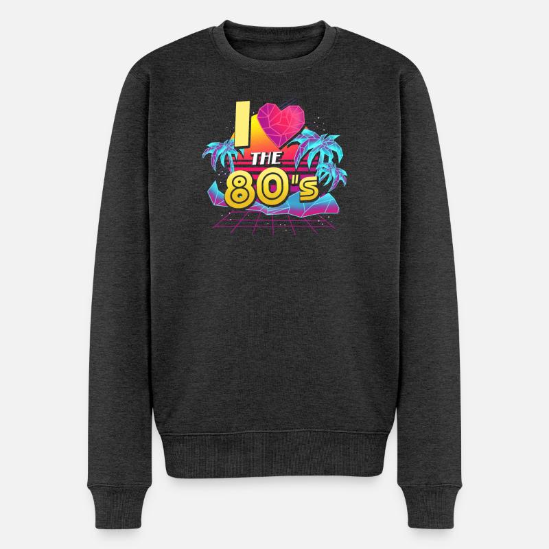 80er Achtziger - Männer Premium Bio Pullover - Anthrazit meliert