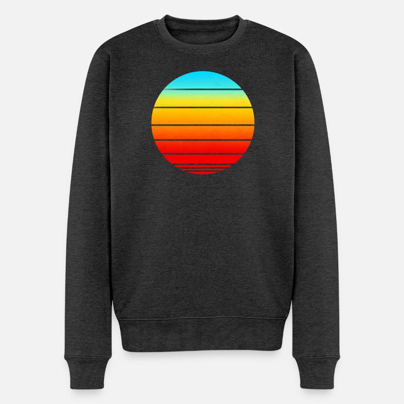 Sonnenuntergangsstreifen im Kreis - Männer Premium Bio Pullover - Anthrazit meliert