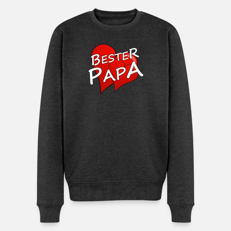 BESTER PAPA - Männer Premium Bio Pullover - Anthrazit meliert