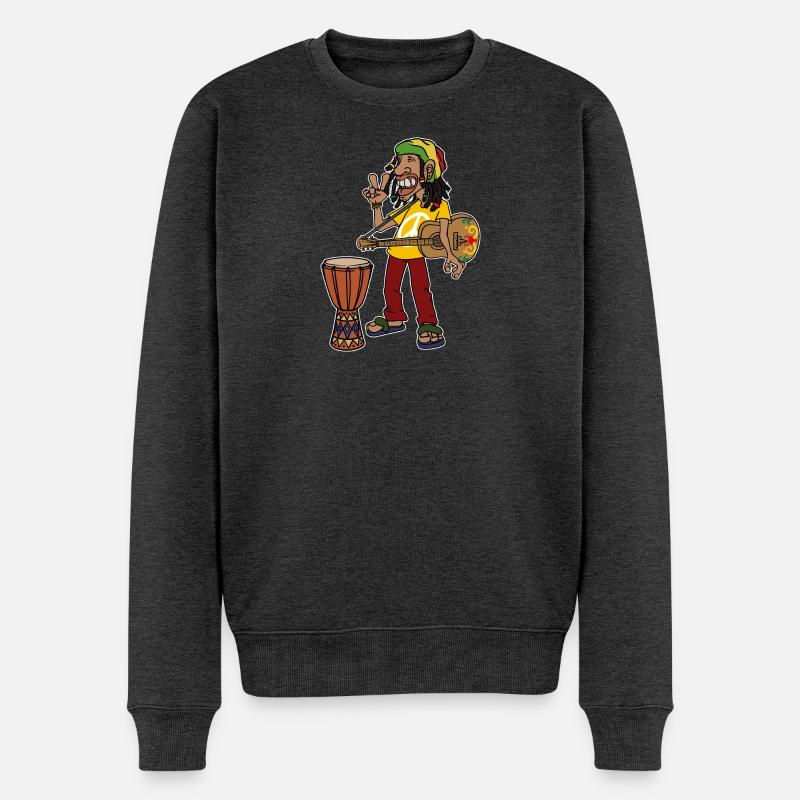 Reggae Reggaeton Jamaika Ragga Frieden Jah Rasta - Männer Premium Bio Pullover - Anthrazit meliert