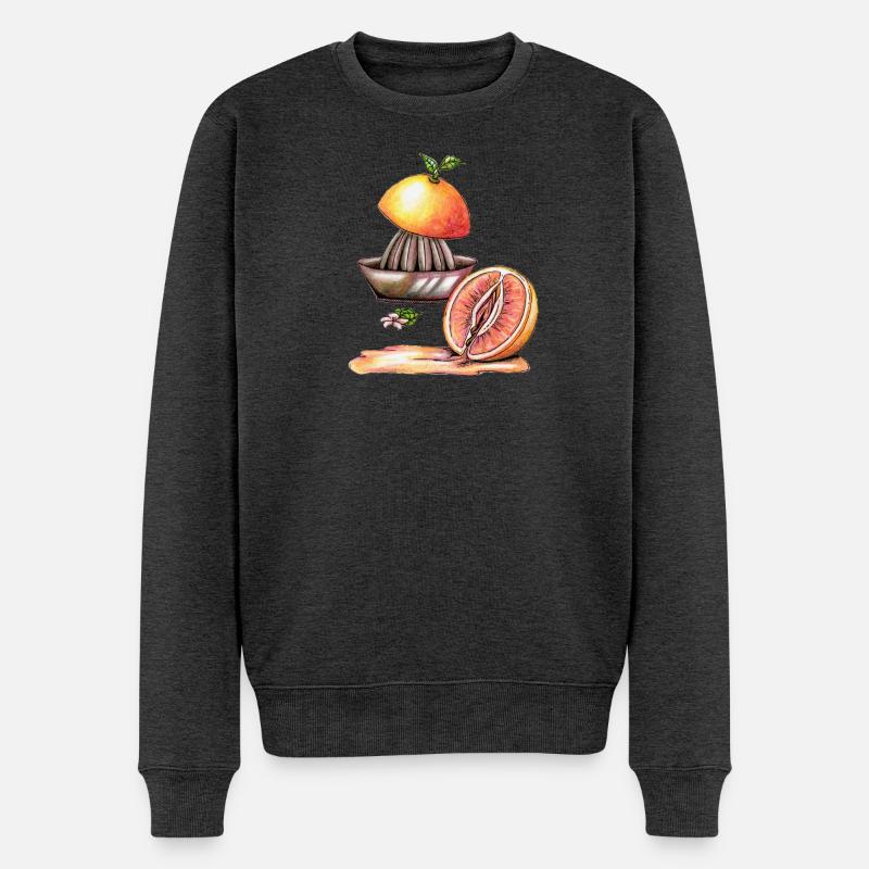 Vulva Grapefruit - Männer Premium Bio Pullover - Anthrazit meliert