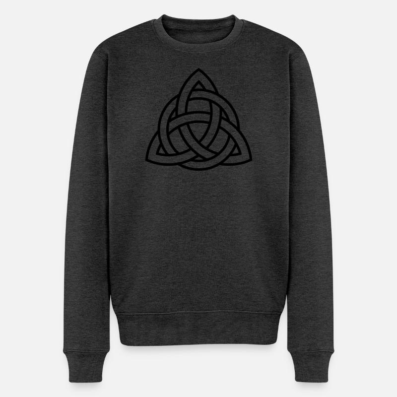 Keltisches Triqueta oder Triquetra-Symbol WEISS - Männer Premium Bio Pullover - Anthrazit meliert