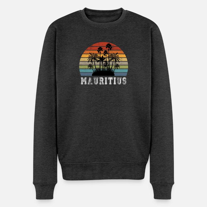 Mauritius Insel Design / Geschenkidee - Männer Premium Bio Pullover - Anthrazit meliert