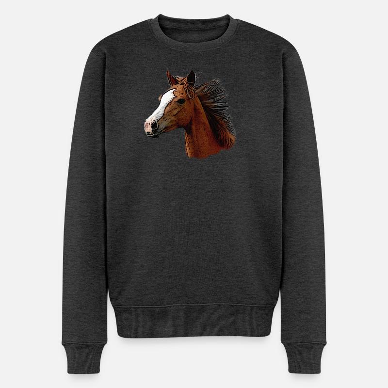 pferdegesicht seitlich, wunderschöne pferde - Männer Premium Bio Pullover - Anthrazit meliert