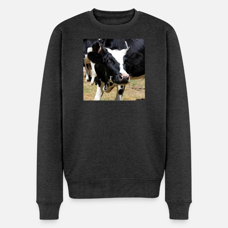 Affiche vache - Pull Premium bio Homme - anthracite chiné