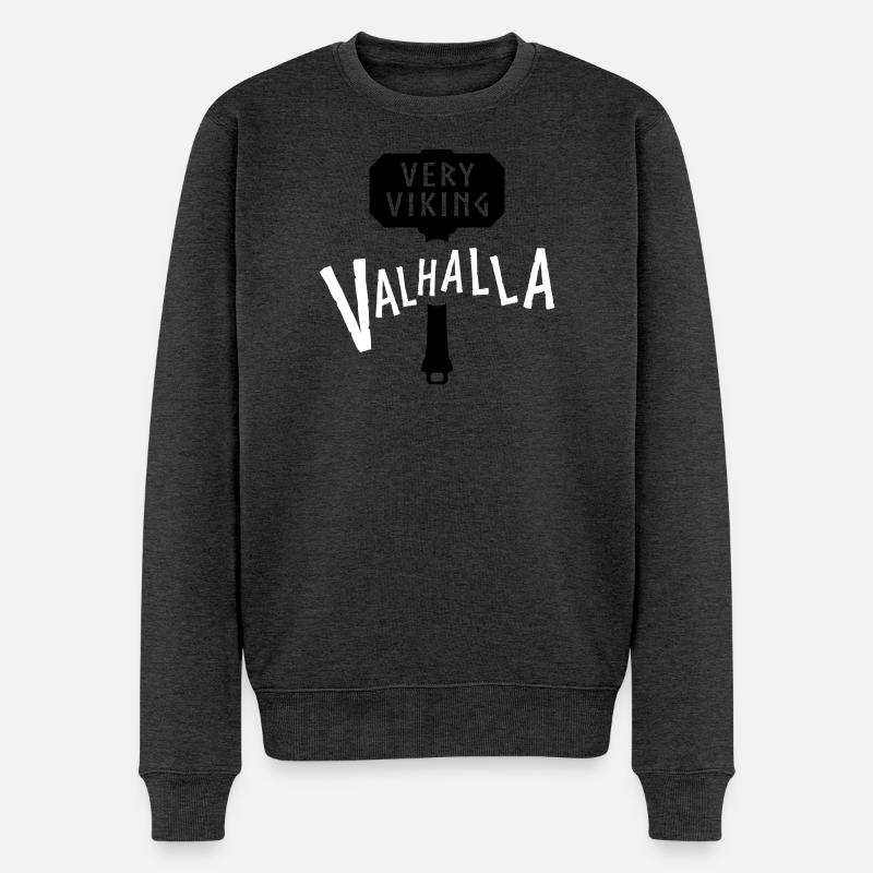 Walhalla Nordisches Krieger-Emblem - Männer Premium Bio Pullover - Anthrazit meliert