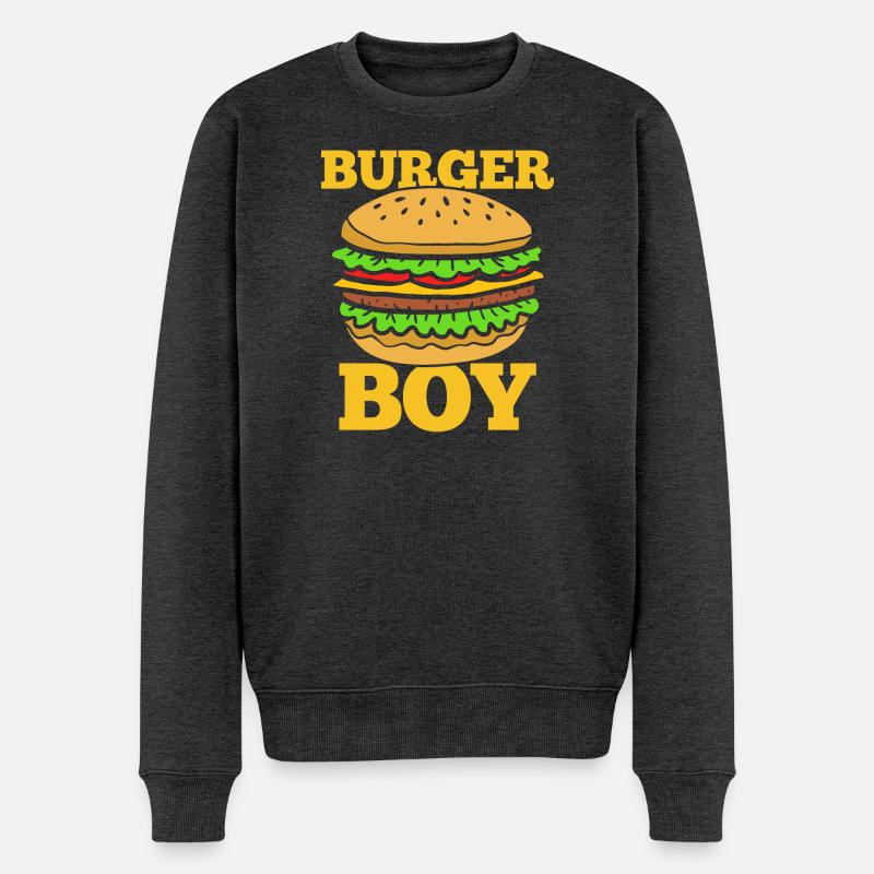 Burger Boy – Lustiges Fast Food Design - Männer Premium Bio Pullover - Anthrazit meliert