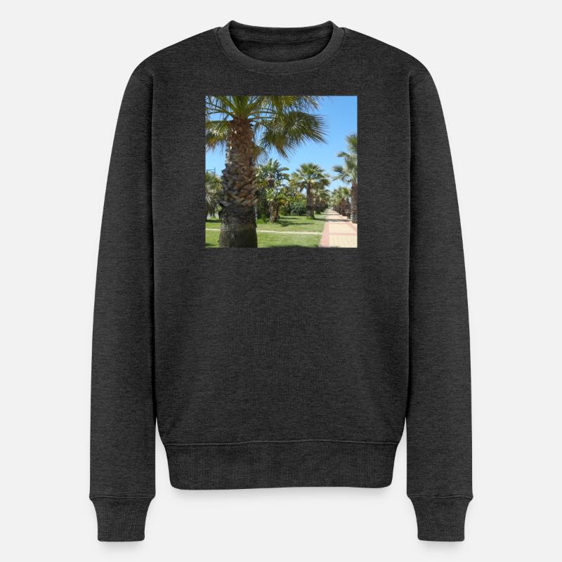 Palmen Urlaub Ferien Reise Spanien - Männer Premium Bio Pullover - Anthrazit meliert