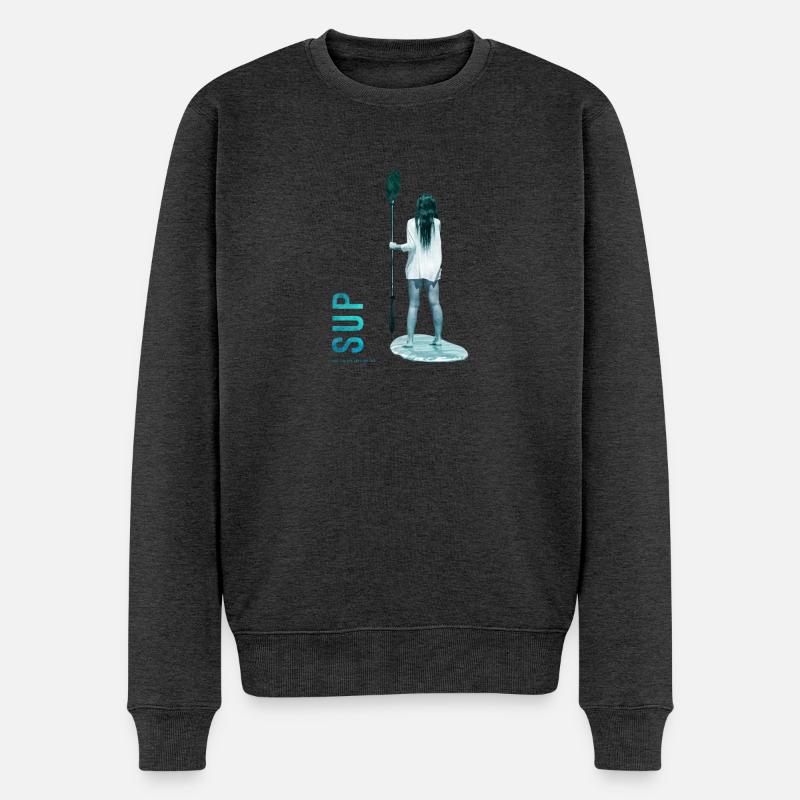 SUP Silhouette am Meer - Männer Premium Bio Pullover - Anthrazit meliert