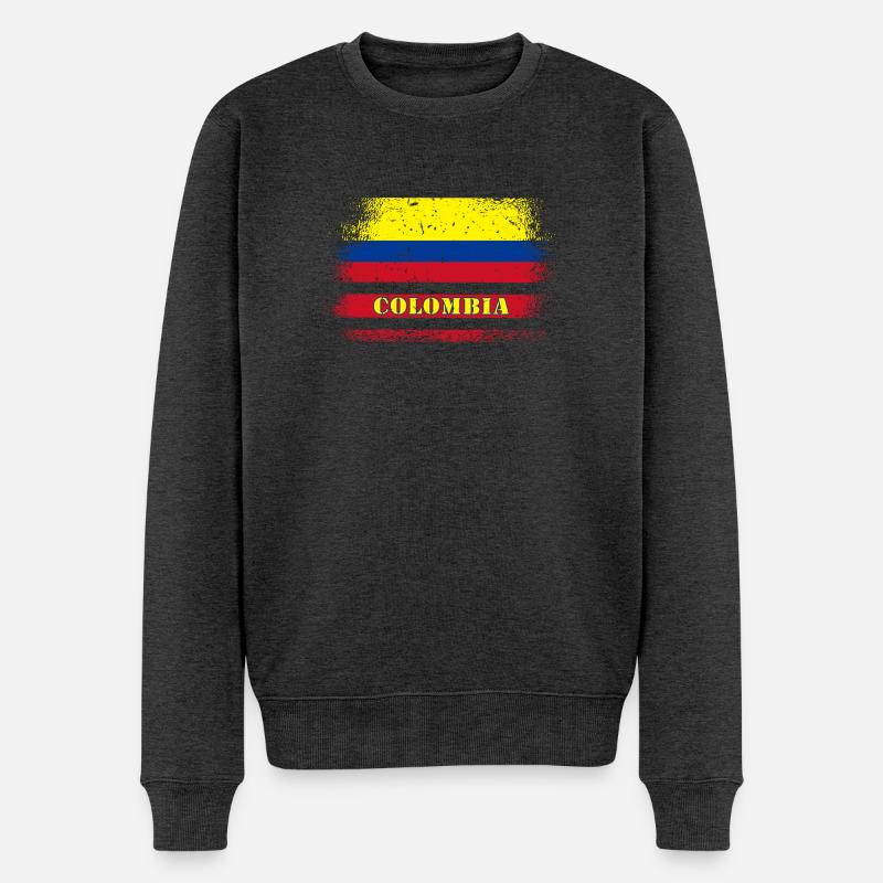 Drapeau vintage de Colombie / idée cadeau - Pull Premium bio Homme - anthracite chiné