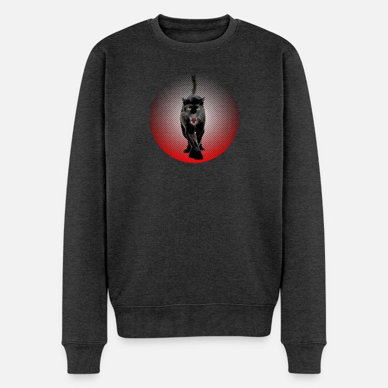 Noir Cougar schwarzer Panther CB Chat Noir - Pull Premium bio Homme - anthracite chiné