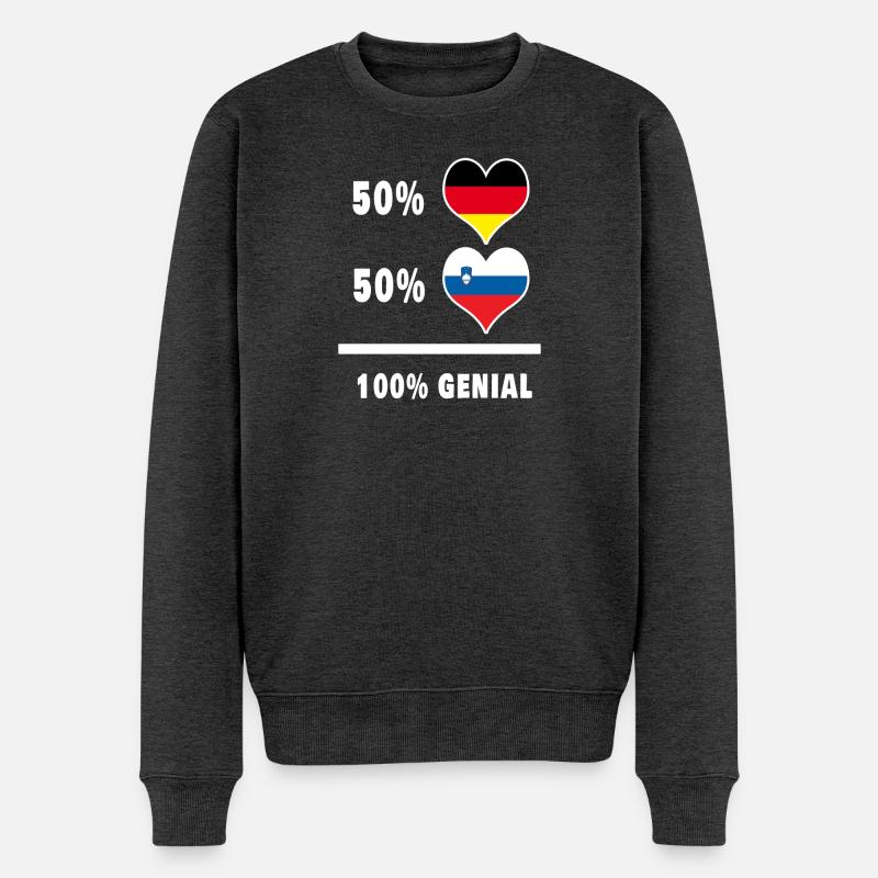 Deutschland und Slowenien Genial / Geschenk - Männer Premium Bio Pullover - Anthrazit meliert