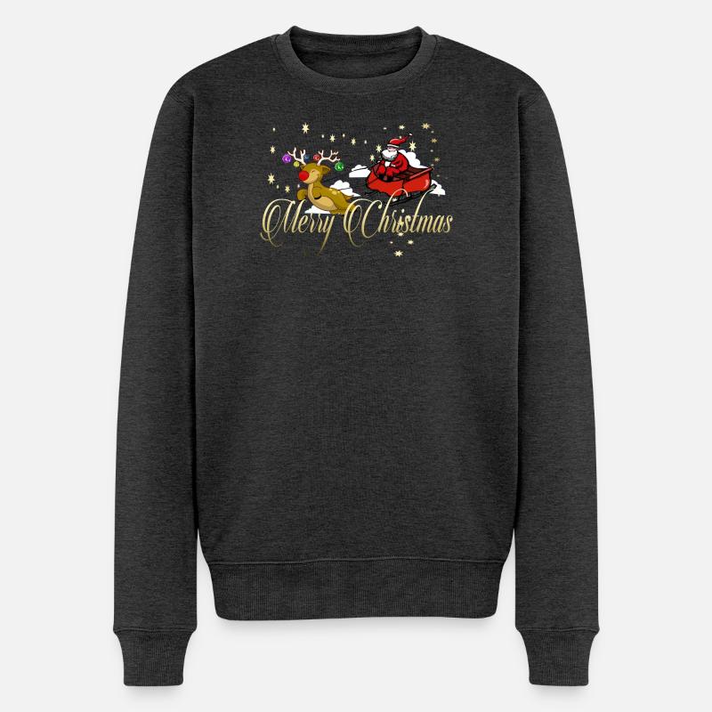 Frohe Weihnachten - Männer Premium Bio Pullover - Anthrazit meliert