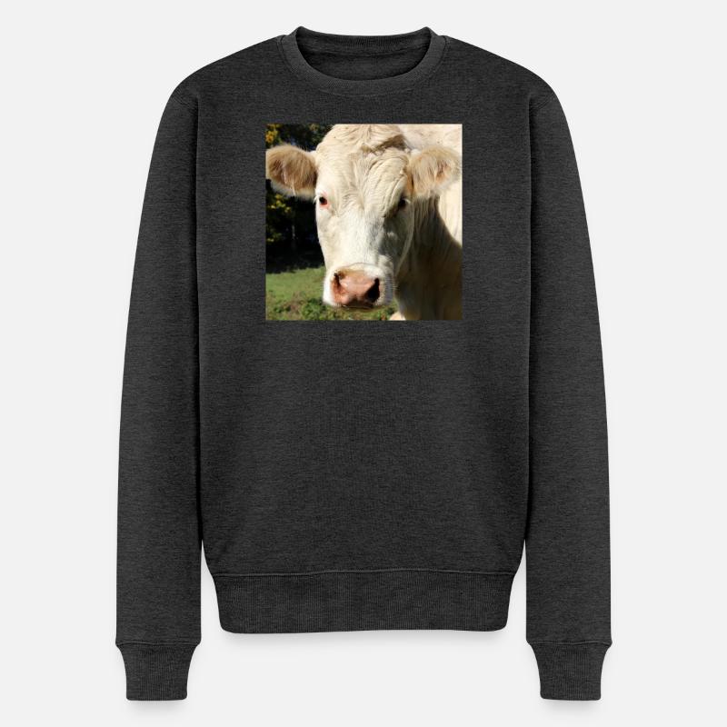 Affiche vache - Pull Premium bio Homme - anthracite chiné