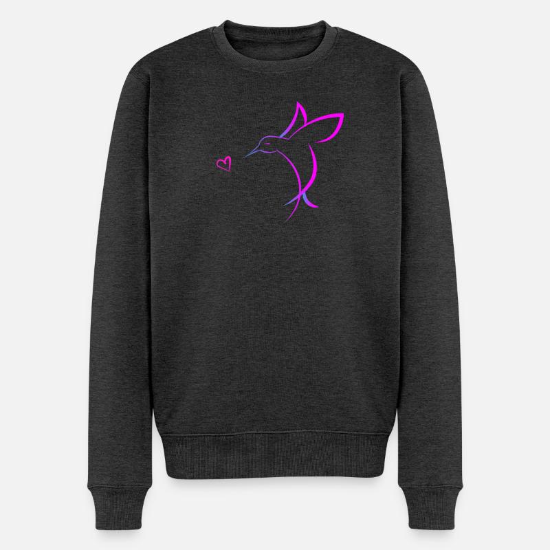 Kolibri mit Herz - Männer Premium Bio Pullover - Anthrazit meliert