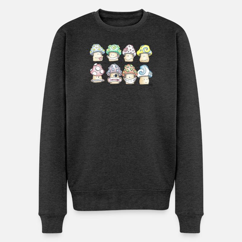 Champignons Pastel Espiègles - Pull Premium bio Homme - anthracite chiné
