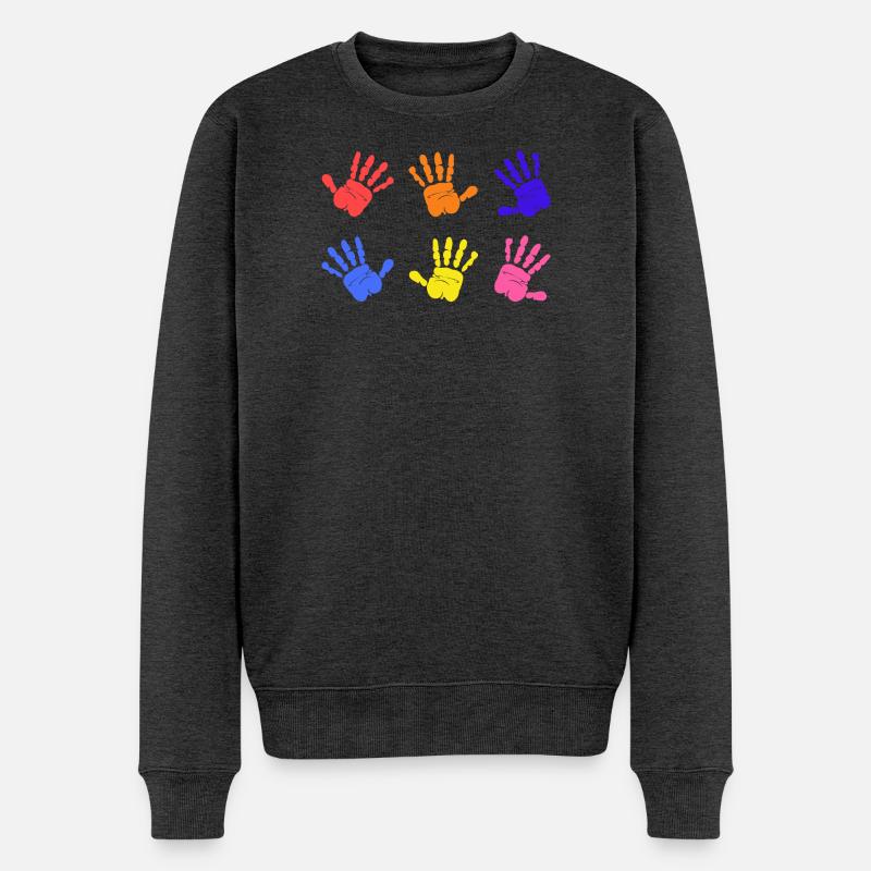 Empreintes de mains sur l’autisme - Pull Premium bio Homme - anthracite chiné