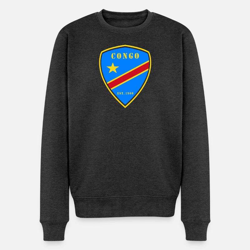 Kongo Wappen Design - Männer Premium Bio Pullover - Anthrazit meliert