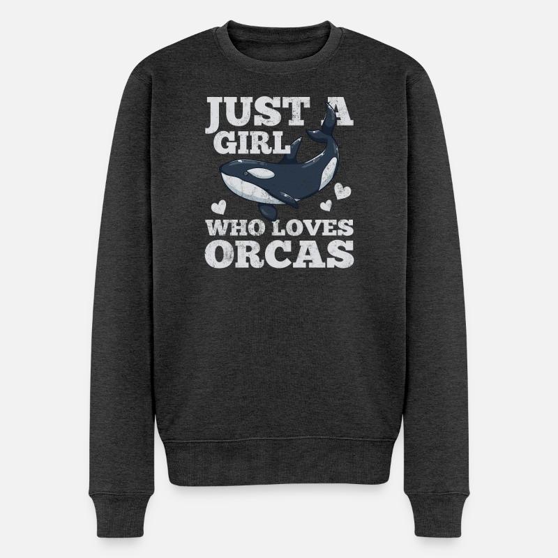 Orcas Wale Orca-Liebhaber - Männer Premium Bio Pullover - Anthrazit meliert