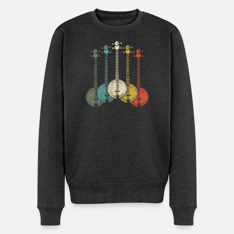 Banjo Banjo-Spieler - Männer Premium Bio Pullover - Anthrazit meliert