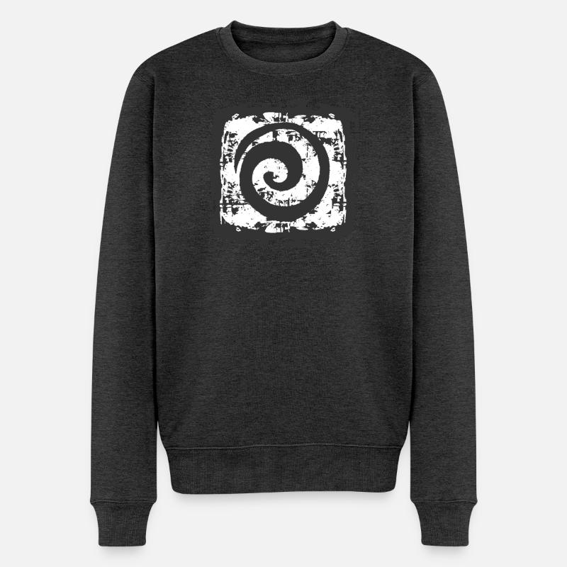 Abstraktes Spiralmuster auf Vintage-Hintergrund - Männer Premium Bio Pullover - Anthrazit meliert