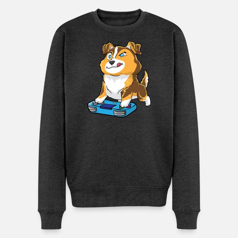 Australian Shepherd Gamepad Kawaii - Männer Premium Bio Pullover - Anthrazit meliert