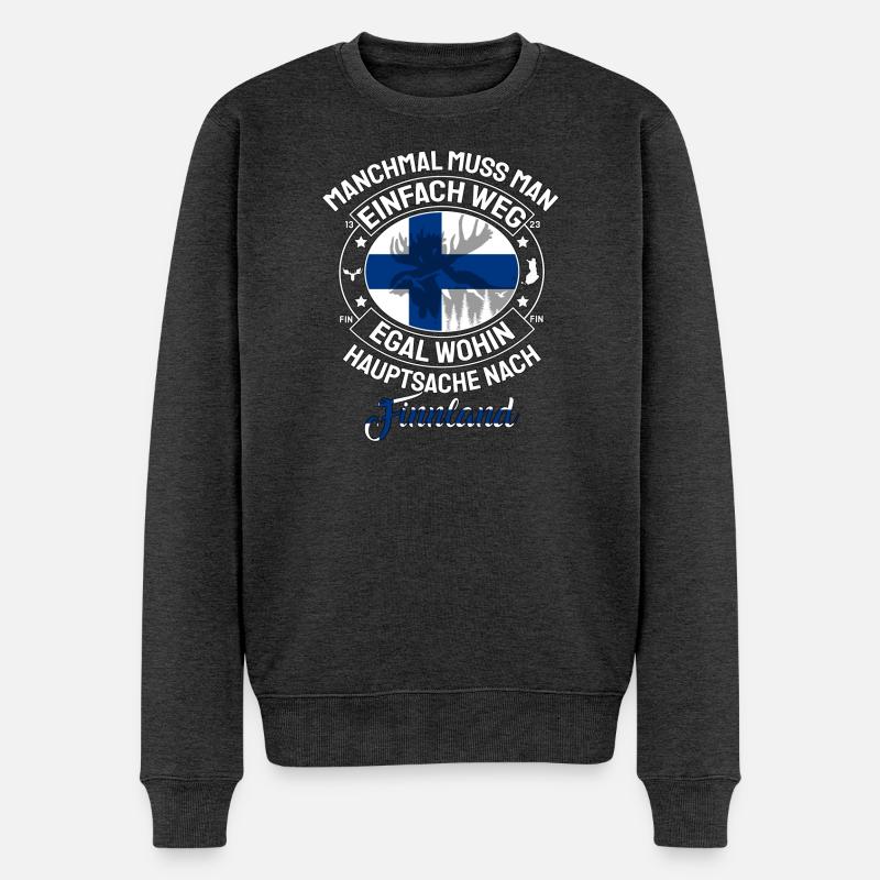 Manchmal weg Hauptsache Finnland Spruch - Männer Premium Bio Pullover - Anthrazit meliert
