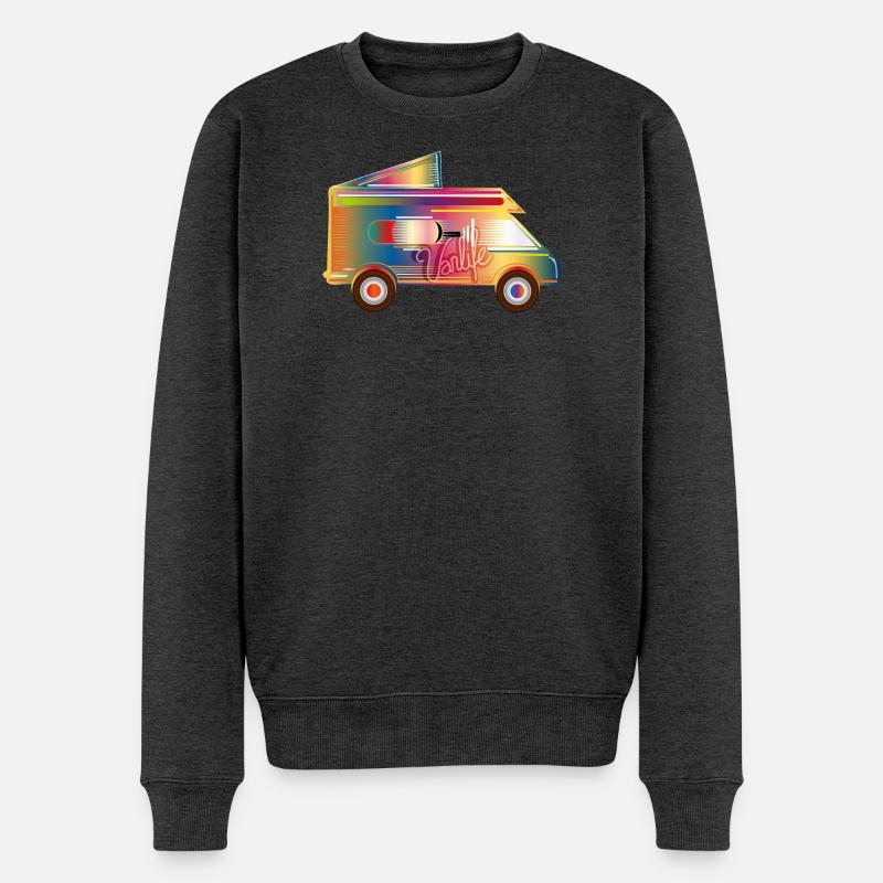 bunter Camper mit Zeltdach für das Van Life - Männer Premium Bio Pullover - Anthrazit meliert