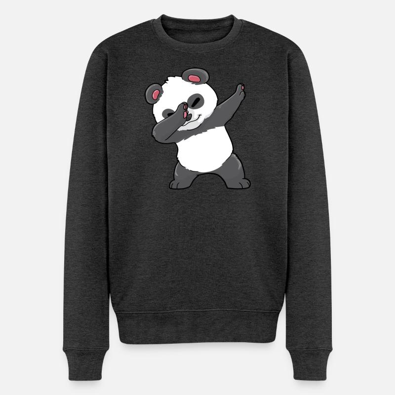 Lustiger Panda - Männer Premium Bio Pullover - Anthrazit meliert