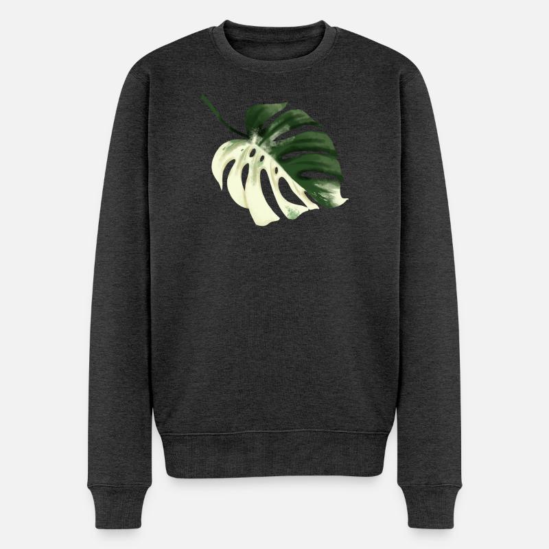 Conception premium Monstera - Pull Premium bio Homme - anthracite chiné