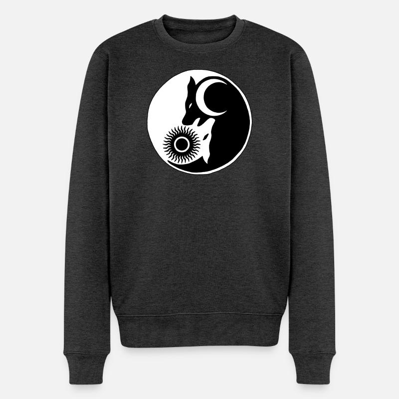 Wolf Yin Yang - Männer Premium Bio Pullover - Anthrazit meliert