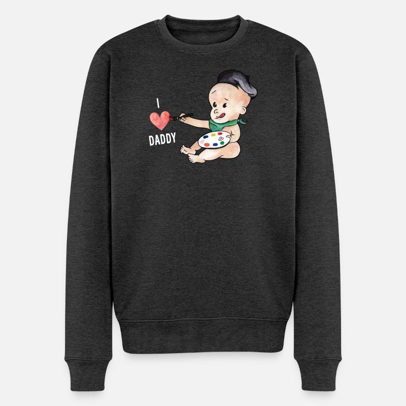 Le bébé aime papa - Pull Premium bio Homme - anthracite chiné