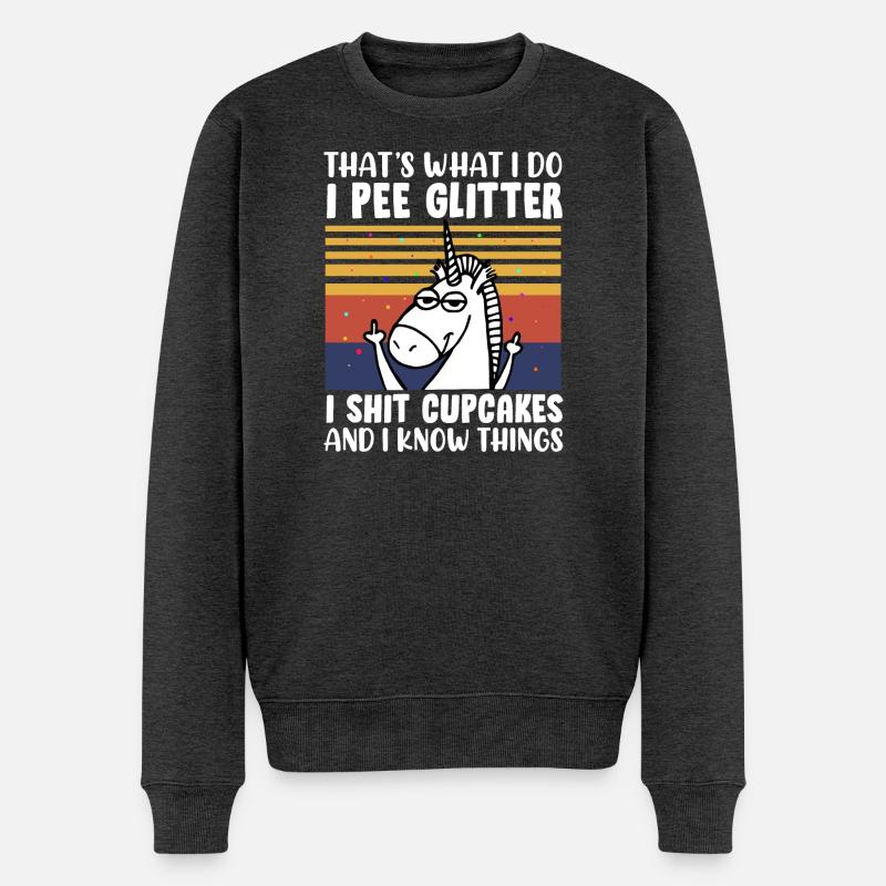 Einhorn Spruch Lustig - Männer Premium Bio Pullover - Anthrazit meliert