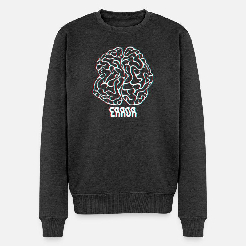 Neon-Glitch-Gehirnfehler - Männer Premium Bio Pullover - Anthrazit meliert