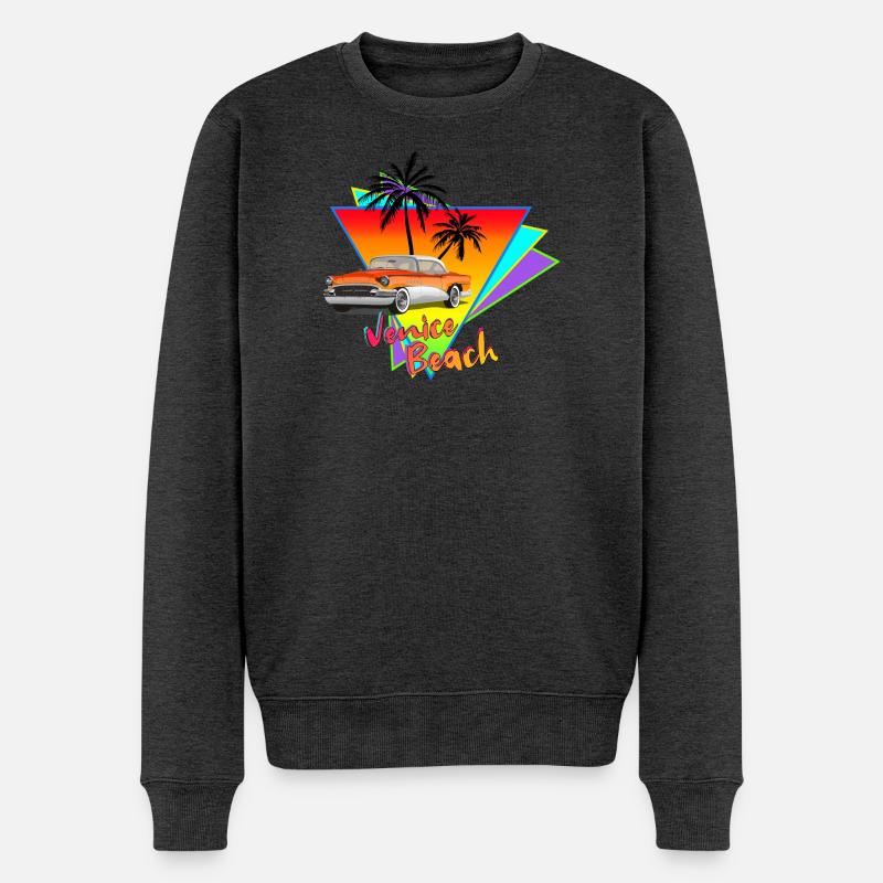 Venice Beach - Männer Premium Bio Pullover - Anthrazit meliert