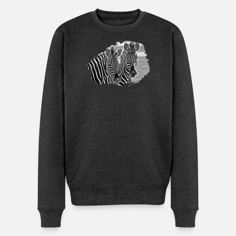 Schwarzweiß Zebra-Duo - Männer Premium Bio Pullover - Anthrazit meliert