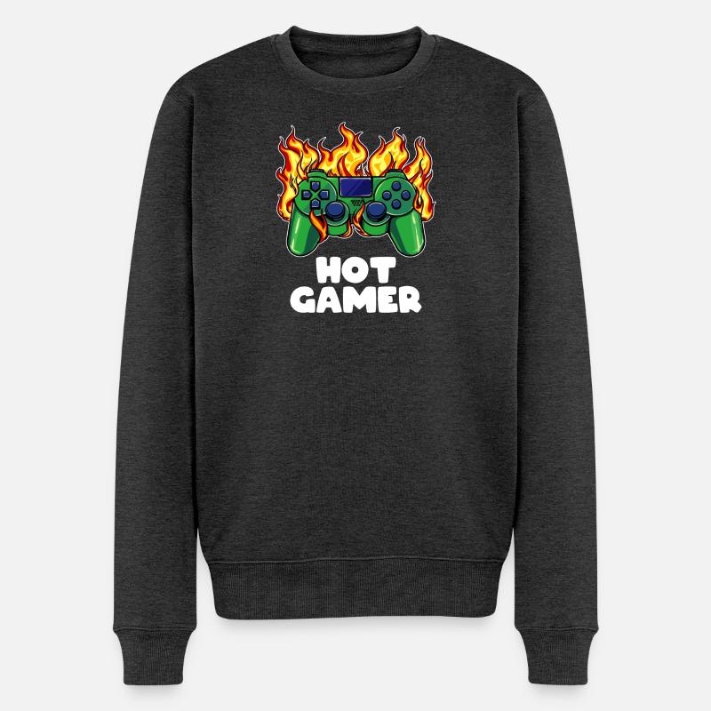 Gamer Zocker Controller - Männer Premium Bio Pullover - Anthrazit meliert