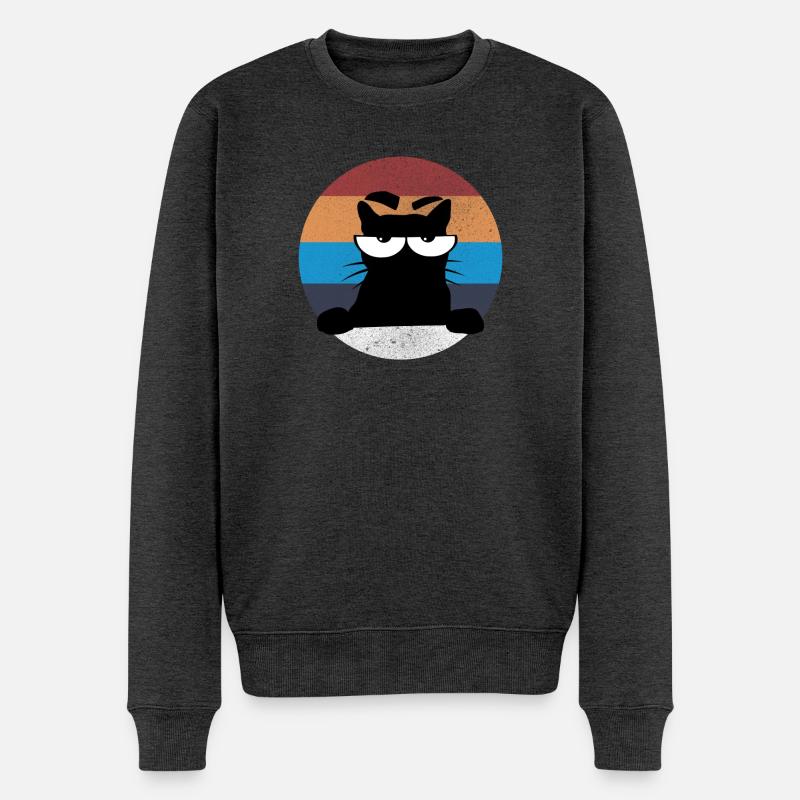 Grumpy Katze - Männer Premium Bio Pullover - Anthrazit meliert