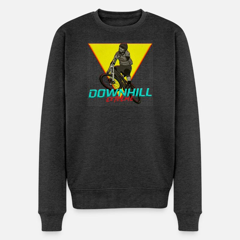 Downhill Extreme Motiv - Männer Premium Bio Pullover - Anthrazit meliert