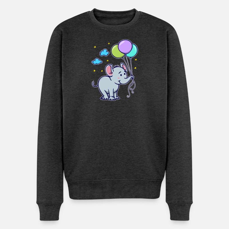 Lustig Tier Cool Baby Elefant - Männer Premium Bio Pullover - Anthrazit meliert