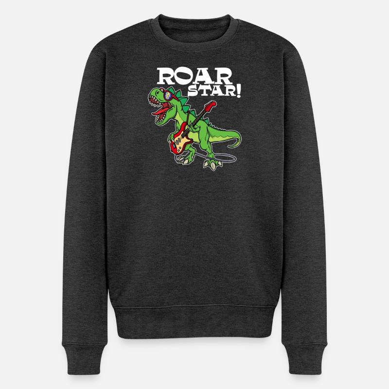 Lustig Tier Cool Dinosaurier Spruch - Männer Premium Bio Pullover - Anthrazit meliert