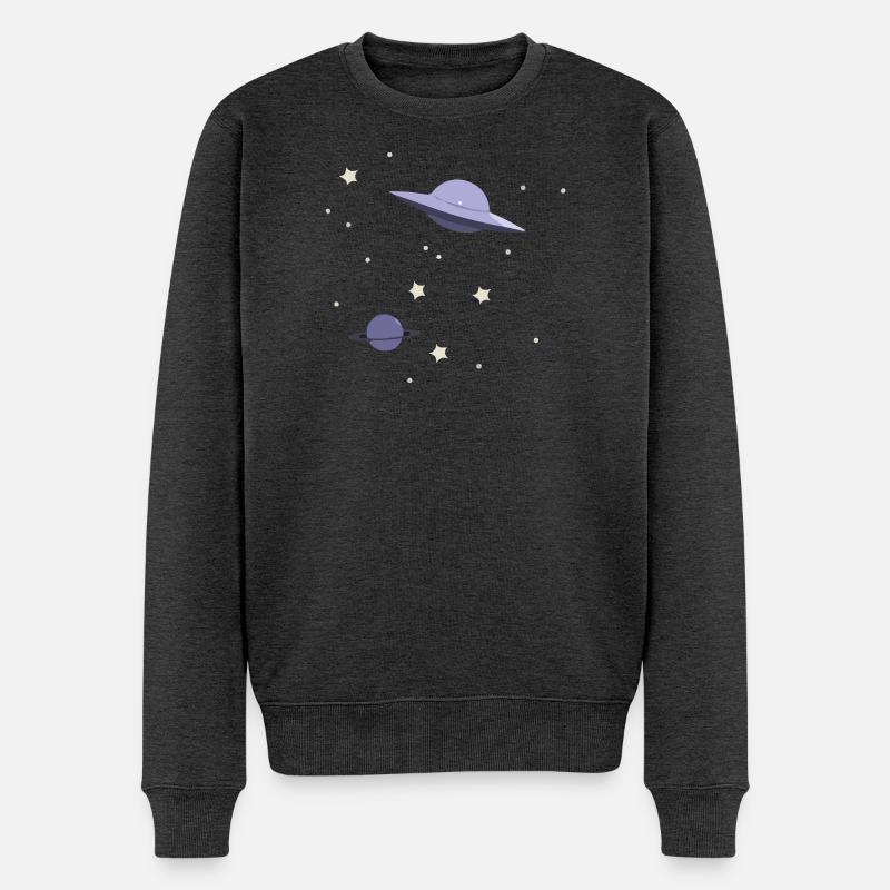 UFO im All - Männer Premium Bio Pullover - Anthrazit meliert