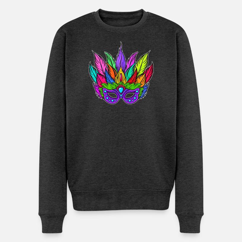 Masken Karneval Fasching - Männer Premium Bio Pullover - Anthrazit meliert