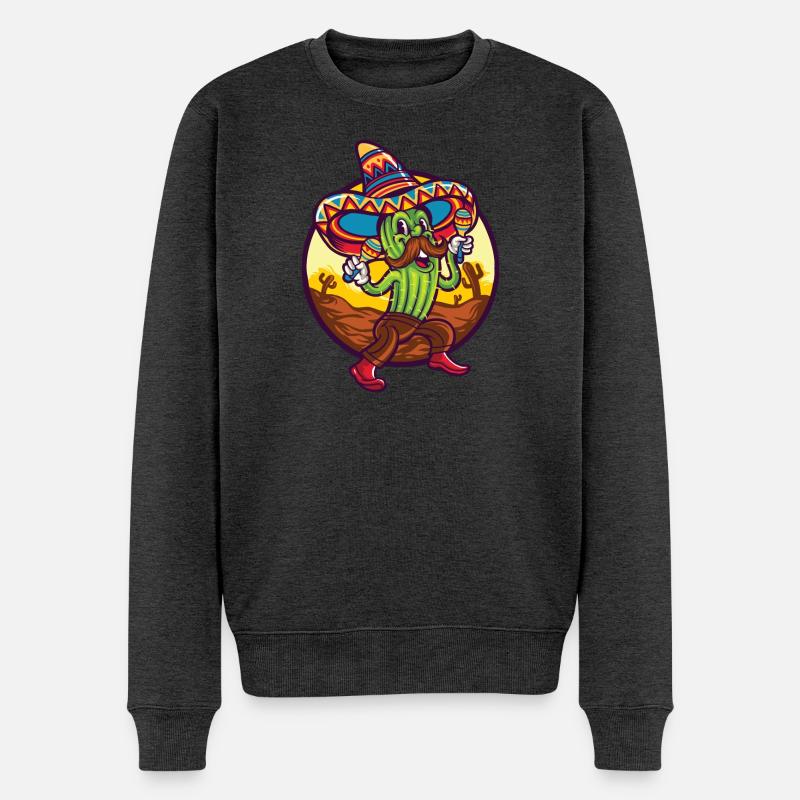 Cactus Mexico Sombrero Hochets désert - Pull Premium bio Homme - anthracite chiné